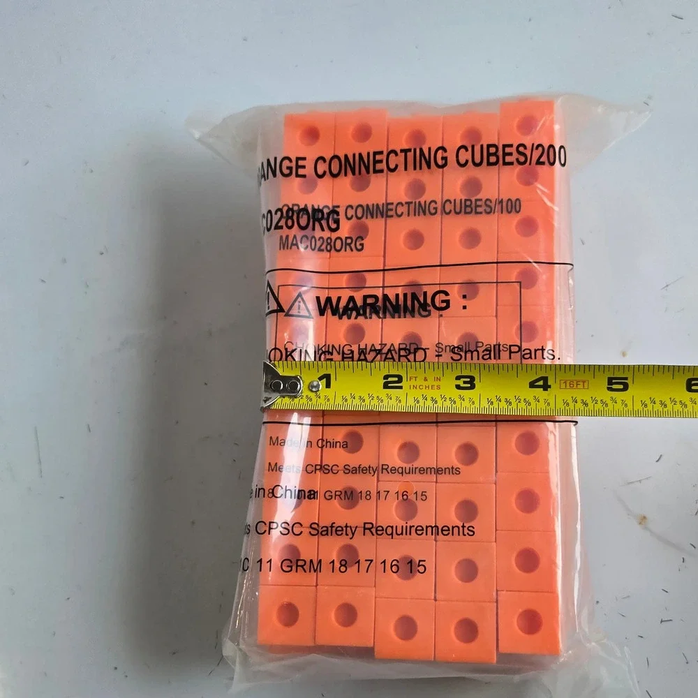 Orange Connecting Cubes 200 Count Math Manipulatives Homeschool, Counting toy